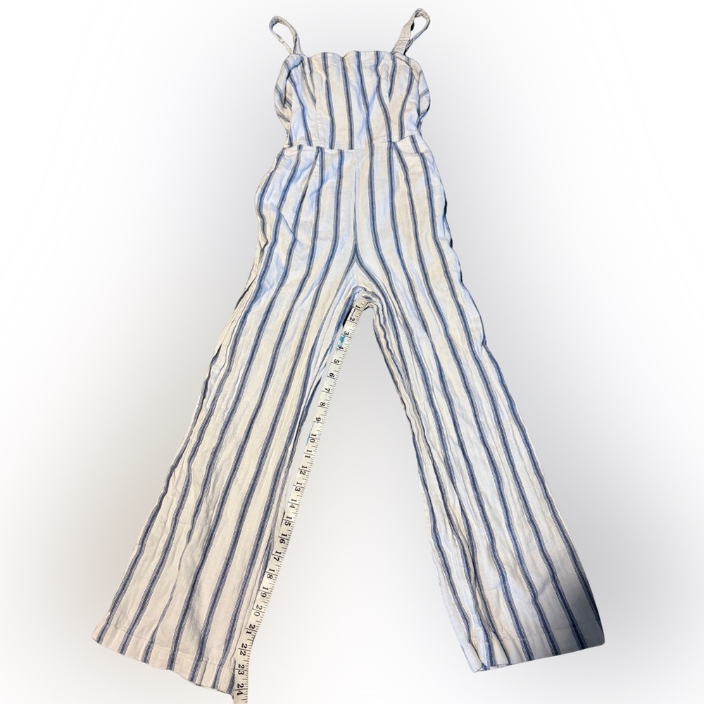 Abercrombie & Fitch XS Striped Blue and White Crop Jumpsuit